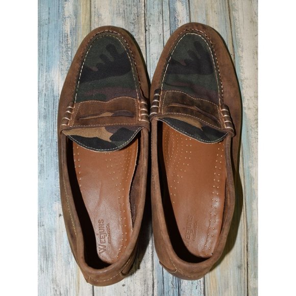 GH Bass Weejuns Camo Penny Loafers Men's Size 12 Leather Slip On Shoes - Picture 5 of 9